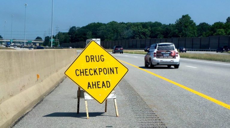 Drug Checkpoint Ahead Sign